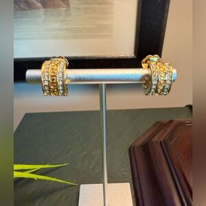 Vintage Christian Dior Small Half Hoop 18k Gold Plated Clip On Earrings